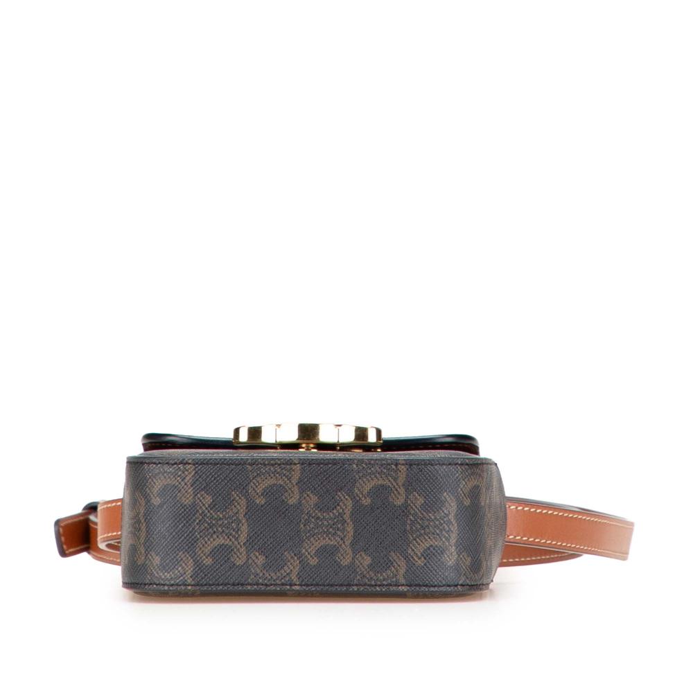 Celine B Celine Brown Dark Brown Coated Canvas Fabric Mini Triomphe Triomphe Crossbody Italy