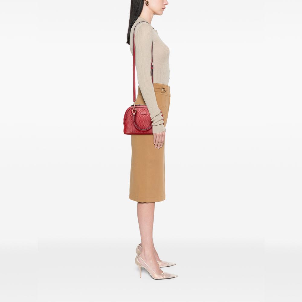 Gucci B Gucci Red Calf Leather Mini Microguccissima Dome Satchel Italy