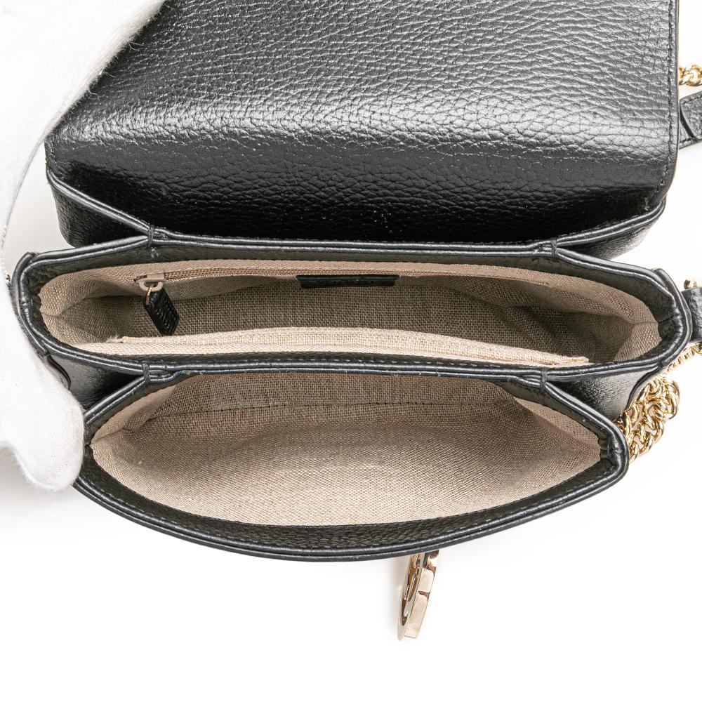 Gucci B Gucci Black Calf Leather Small Dollar skin Interlocking G Crossbody Italy