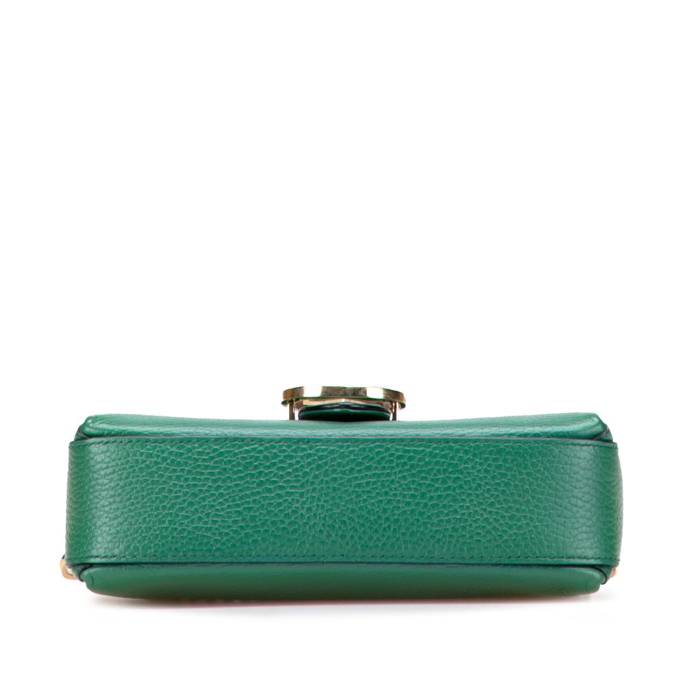 Gucci B Gucci Green Calf Leather Small Dollar skin Interlocking G Crossbody Italy