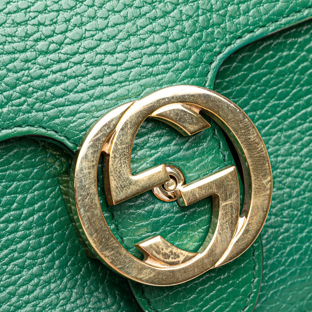 Gucci B Gucci Green Calf Leather Small Dollar skin Interlocking G Crossbody Italy