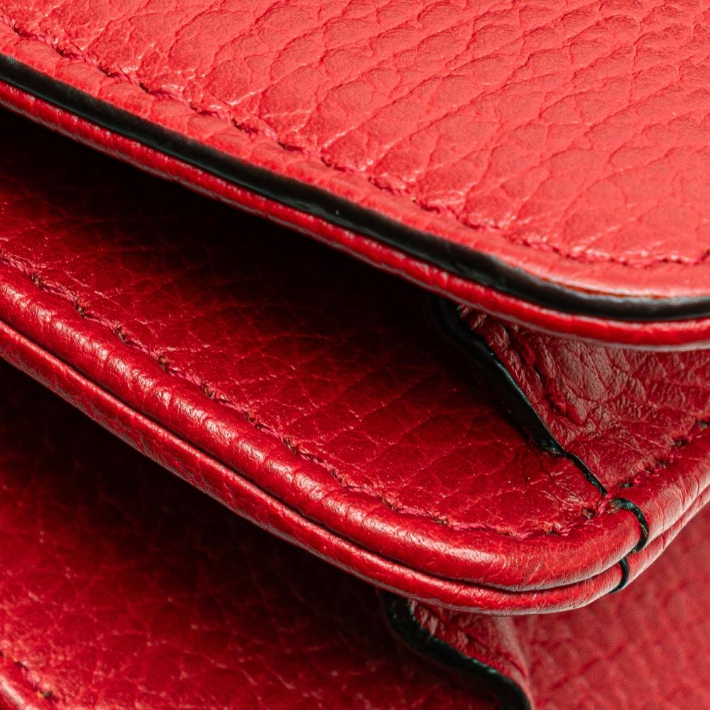 Gucci B Gucci Red Calf Leather Small Dollar skin Interlocking G Crossbody Italy