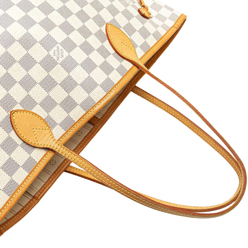 Louis Vuitton B Louis Vuitton White Damier Canvas Fabric Damier Azur Neverfull MM France