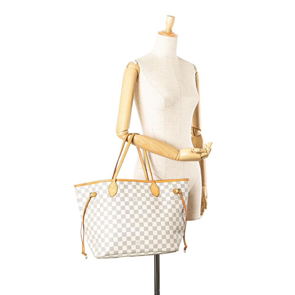 Louis Vuitton B Louis Vuitton White Damier Canvas Fabric Damier Azur Neverfull MM France