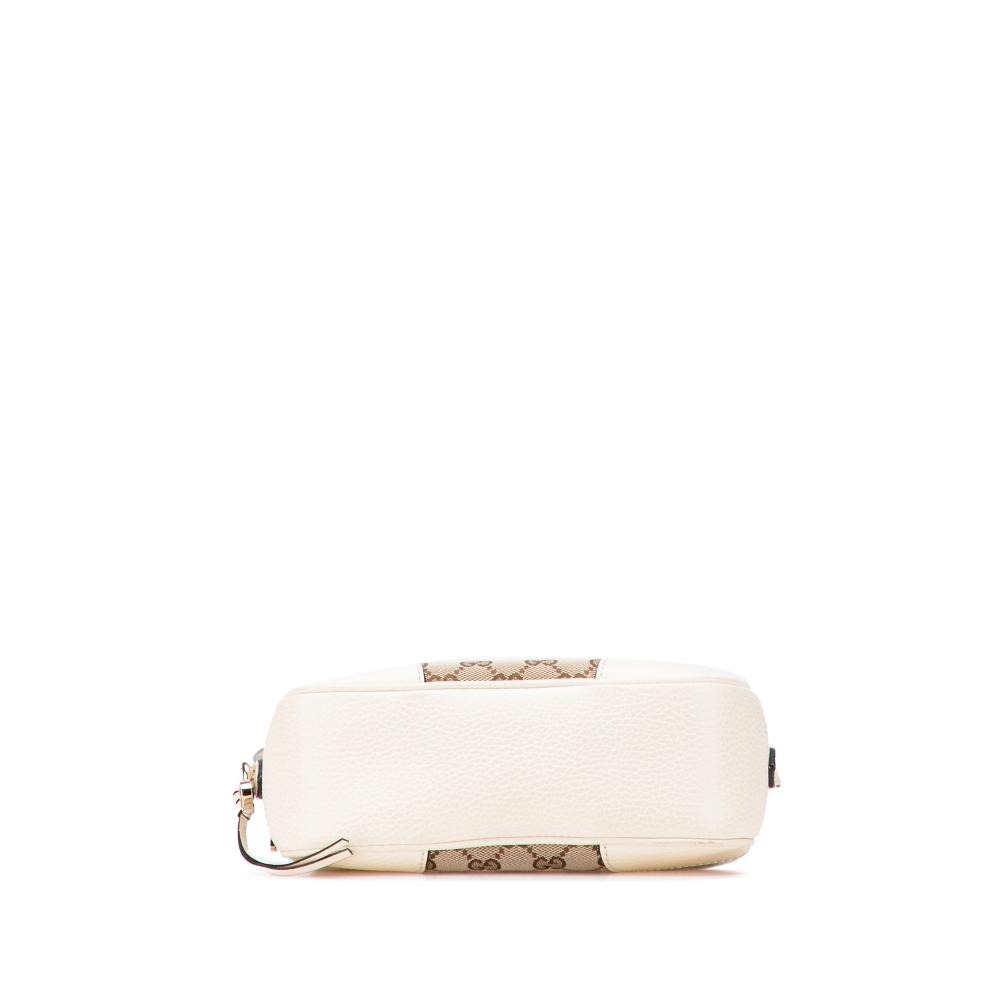 Gucci B Gucci Brown Beige with White Canvas Fabric GG Bree Crossbody Italy