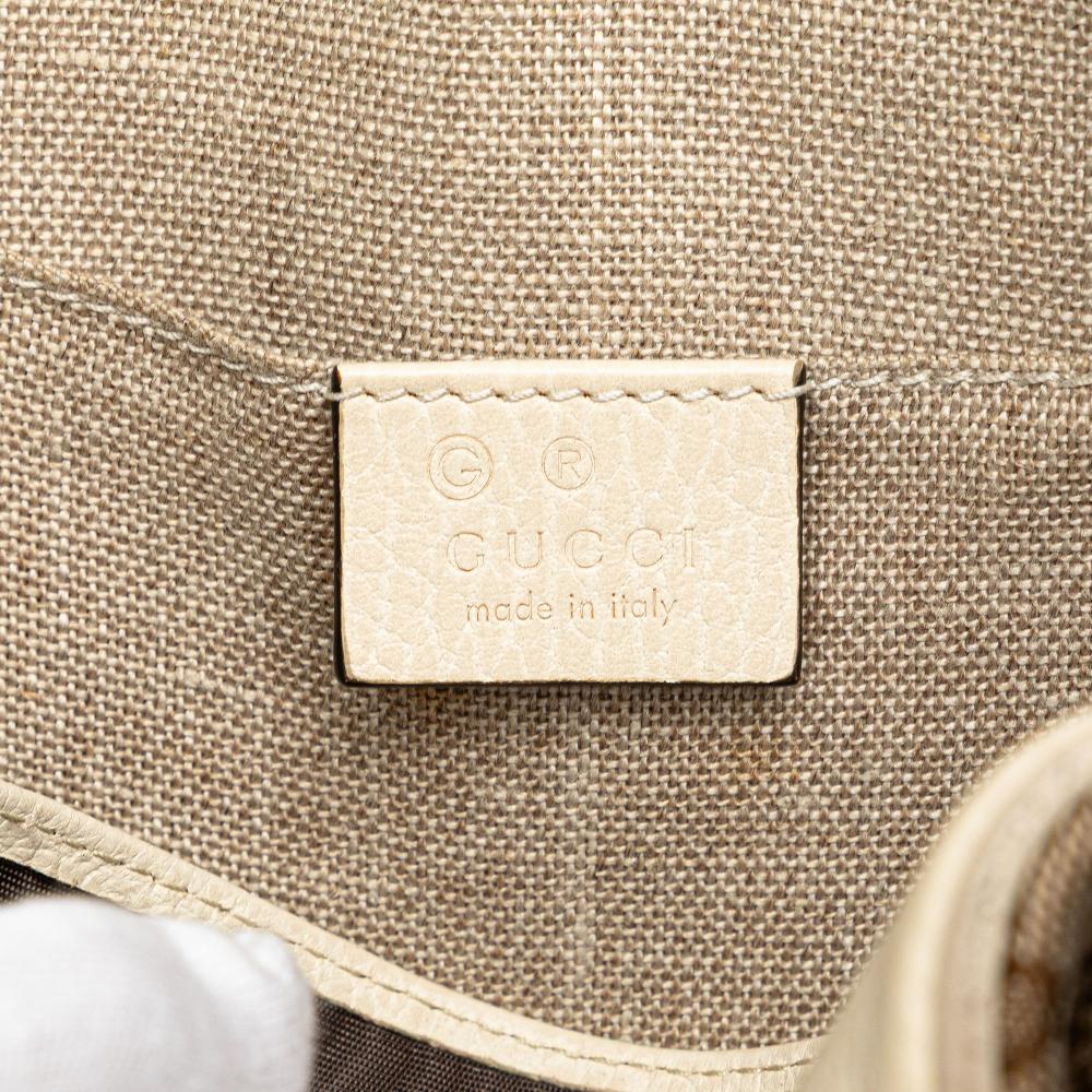 Gucci B Gucci Brown Beige with White Canvas Fabric GG Bree Crossbody Italy