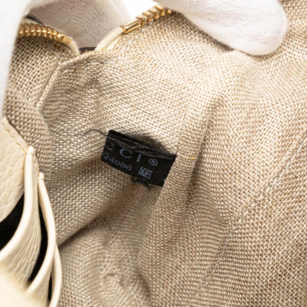 Gucci B Gucci Brown Beige with White Canvas Fabric GG Bree Crossbody Italy