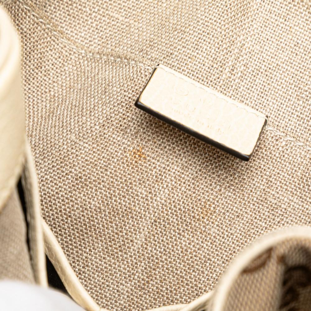 Gucci B Gucci Brown Beige with White Canvas Fabric GG Bree Crossbody Italy