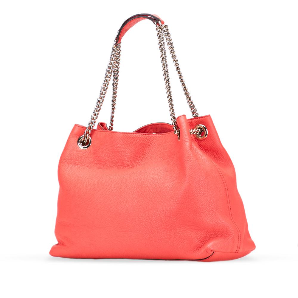 Gucci AB Gucci Pink Blush Calf Leather Medium Soho Chain Tote Italy