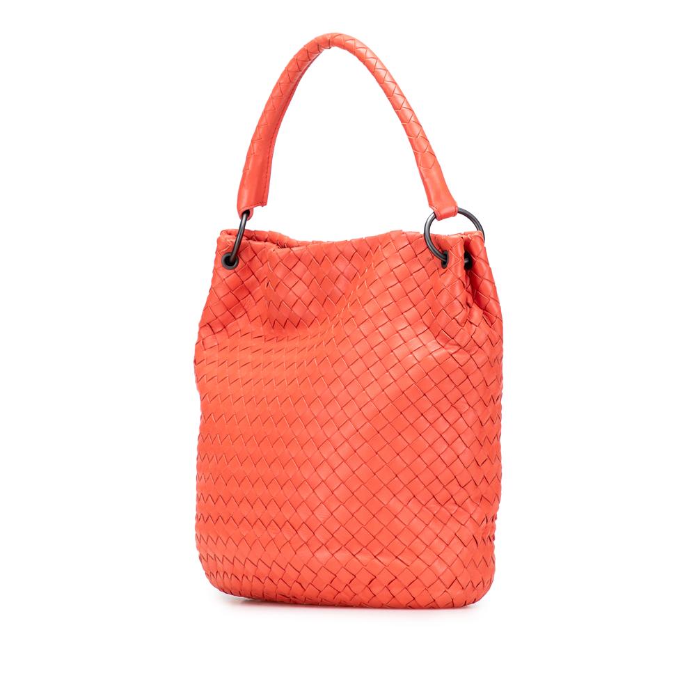 Bottega Veneta B Bottega Veneta Orange Dark Orange Nappa Leather Leather Nappa Intrecciato Bucket Bag Italy