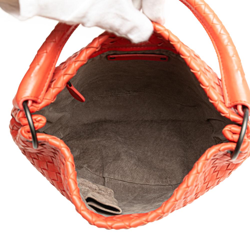 Bottega Veneta B Bottega Veneta Orange Dark Orange Nappa Leather Leather Nappa Intrecciato Bucket Bag Italy