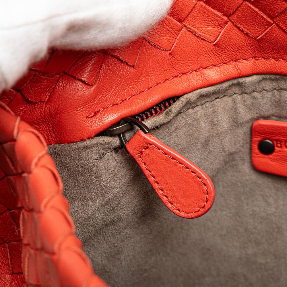 Bottega Veneta B Bottega Veneta Orange Dark Orange Nappa Leather Leather Nappa Intrecciato Bucket Bag Italy