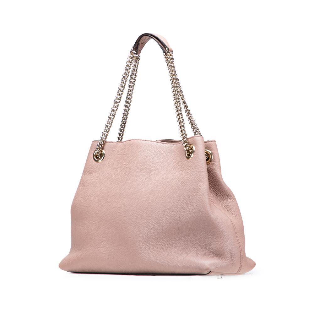 Gucci B Gucci Pink Calf Leather Medium Soho Chain Tote Italy
