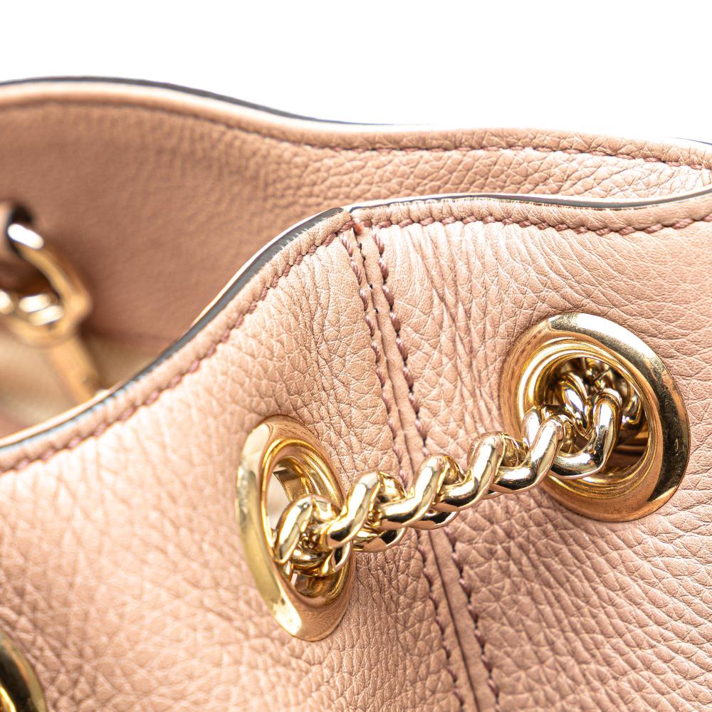Gucci B Gucci Pink Calf Leather Medium Soho Chain Tote Italy
