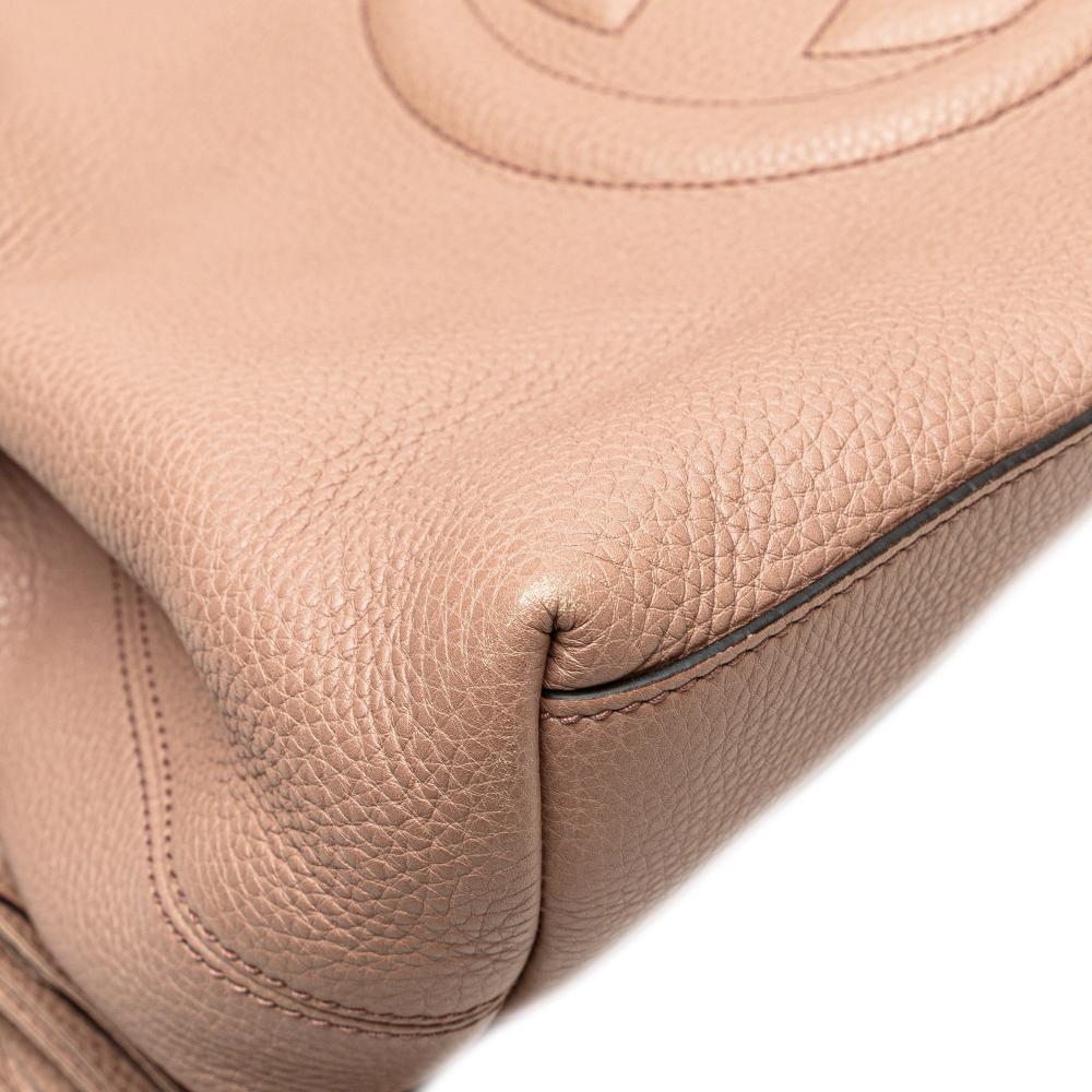 Gucci B Gucci Pink Calf Leather Medium Soho Chain Tote Italy