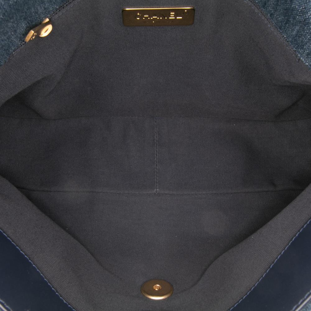 Chanel B Chanel Blue Denim Fabric Large 19 Flap Italy