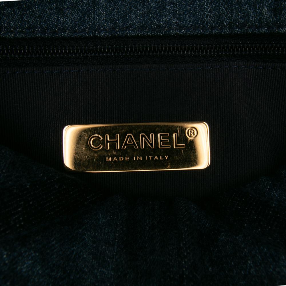 Chanel B Chanel Blue Denim Fabric Large 19 Flap Italy