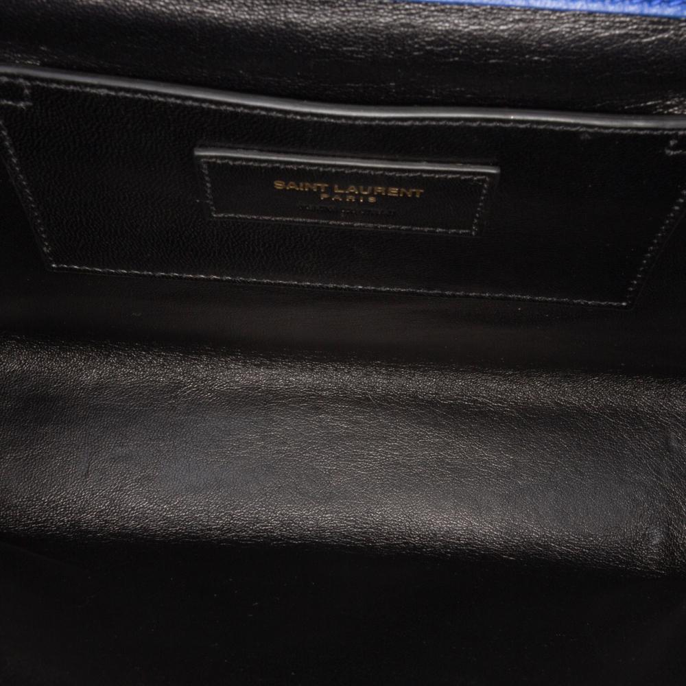 Saint Laurent Blue Medium Matelasse Lambskin Monogram Envelope Shoulder Bag Italy