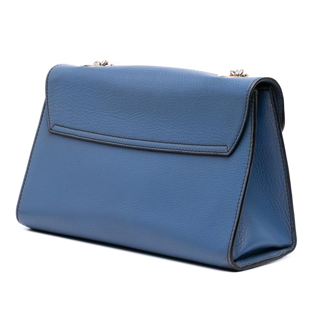 Gucci B Gucci Blue Calf Leather Medium Emily Shoulder Bag Italy