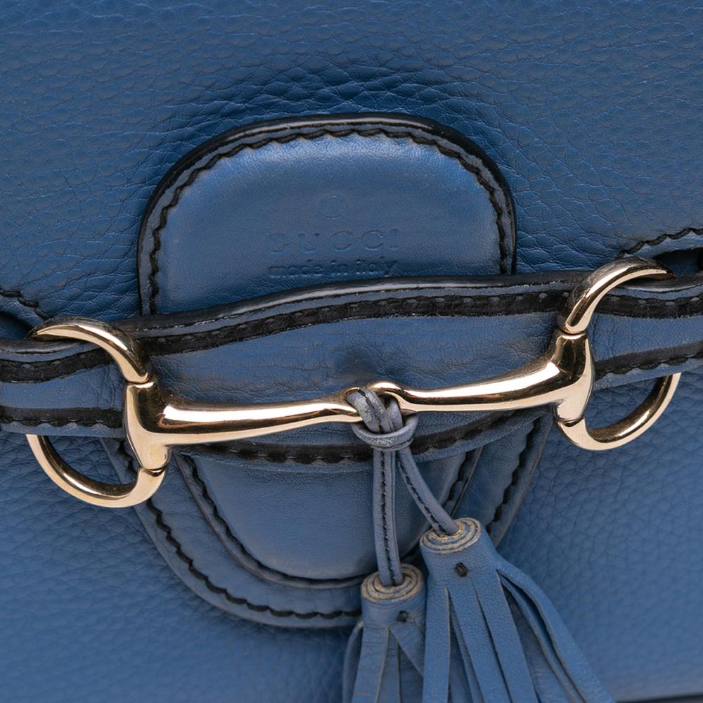 Gucci B Gucci Blue Calf Leather Medium Emily Shoulder Bag Italy