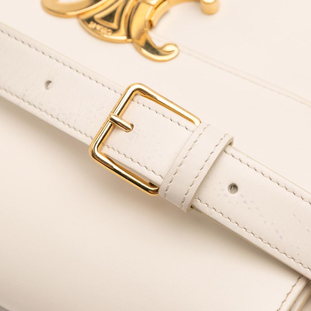 Celine B Celine Brown Light Beige Calf Leather Classique Shiny skin Triomphe Crossbody Italy