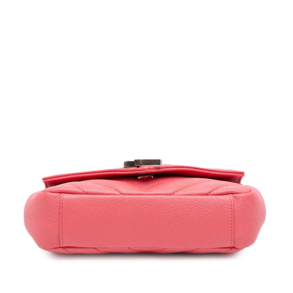 Saint Laurent AB Saint Laurent Pink Calf Leather Baby Grained skin Chevron Classic Monogram Chain Bag Italy