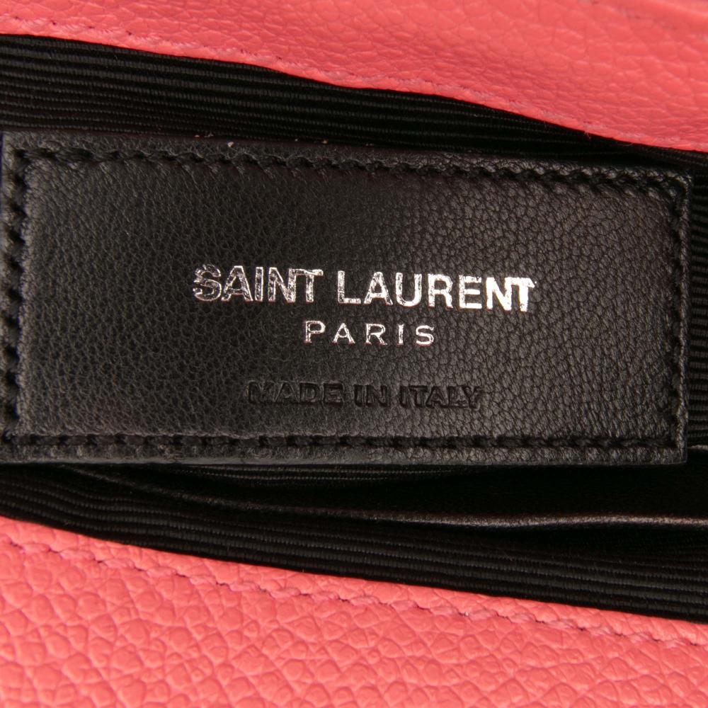 Saint Laurent AB Saint Laurent Pink Calf Leather Baby Grained skin Chevron Classic Monogram Chain Bag Italy