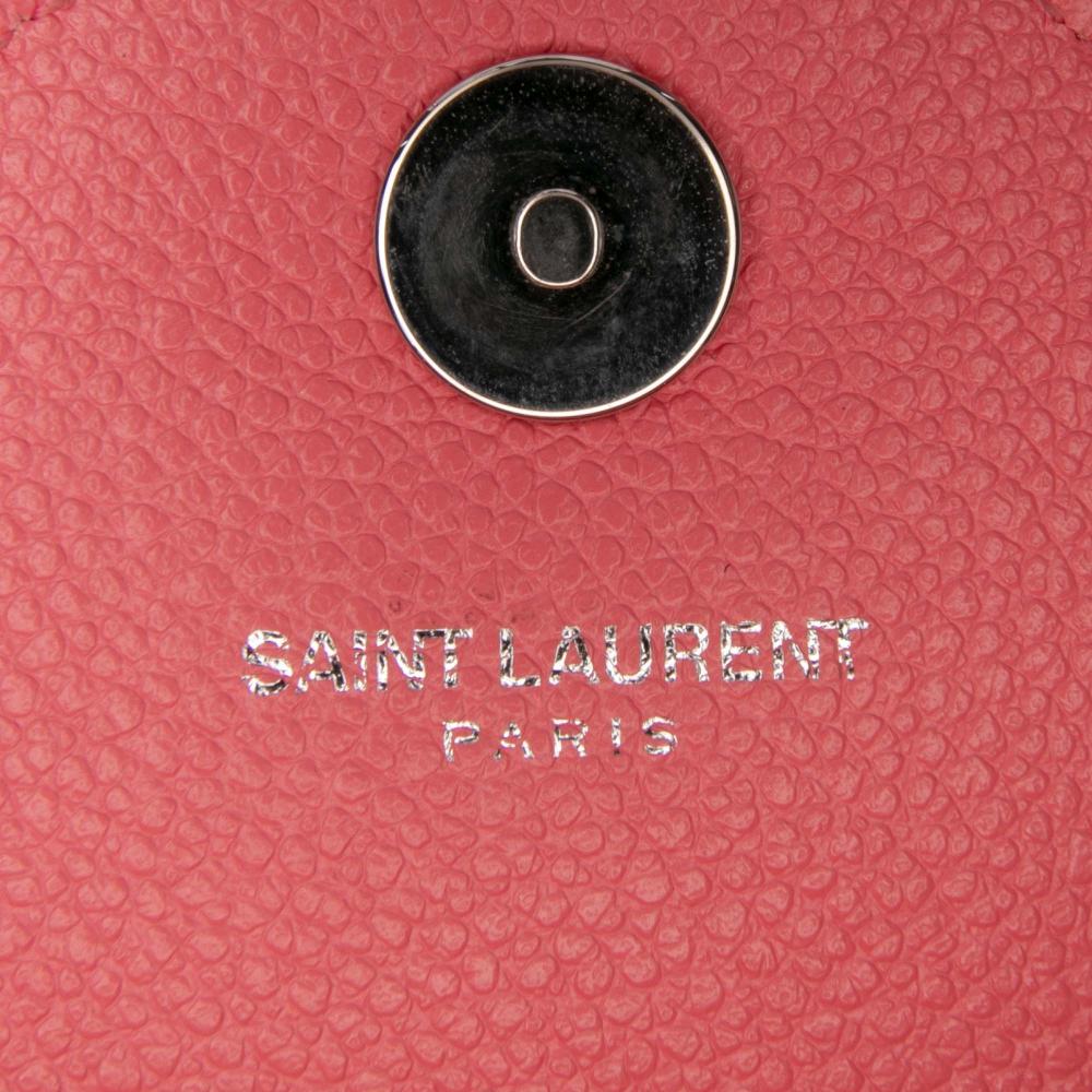 Saint Laurent AB Saint Laurent Pink Calf Leather Baby Grained skin Chevron Classic Monogram Chain Bag Italy