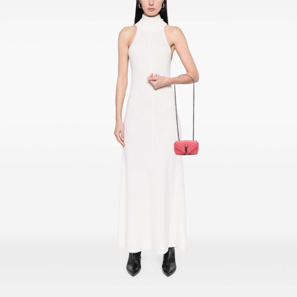 Saint Laurent AB Saint Laurent Pink Calf Leather Baby Grained skin Chevron Classic Monogram Chain Bag Italy