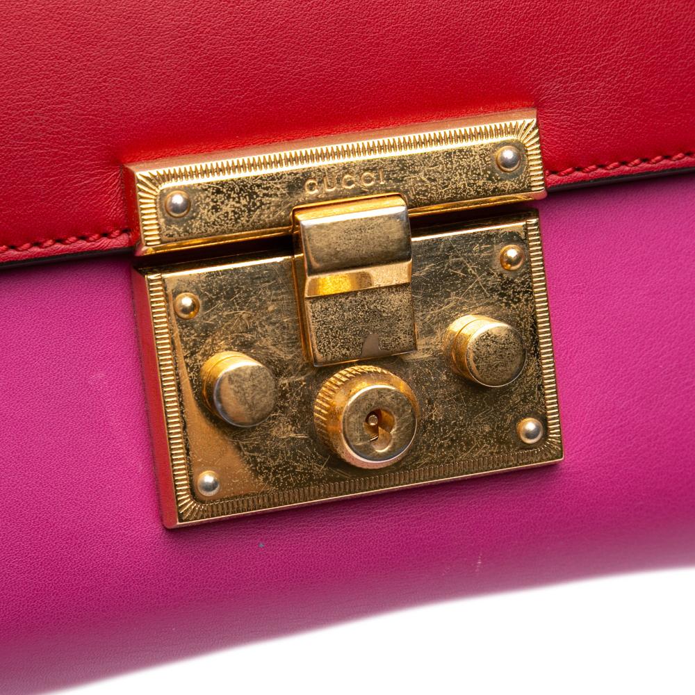 Gucci B Gucci Pink Calf Leather Medium Bicolor Padlock Shoulder Bag Italy