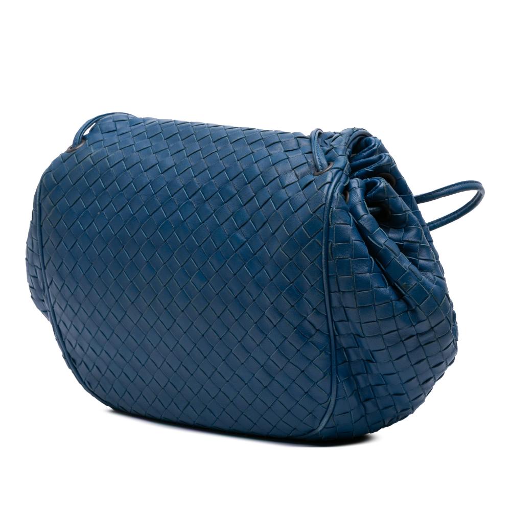 Bottega Veneta B Bottega Veneta Blue Nappa Leather Leather Nappa Intrecciato Flap Crossbody Italy