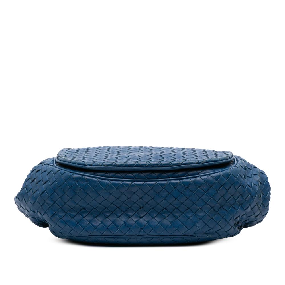 Bottega Veneta B Bottega Veneta Blue Nappa Leather Leather Nappa Intrecciato Flap Crossbody Italy