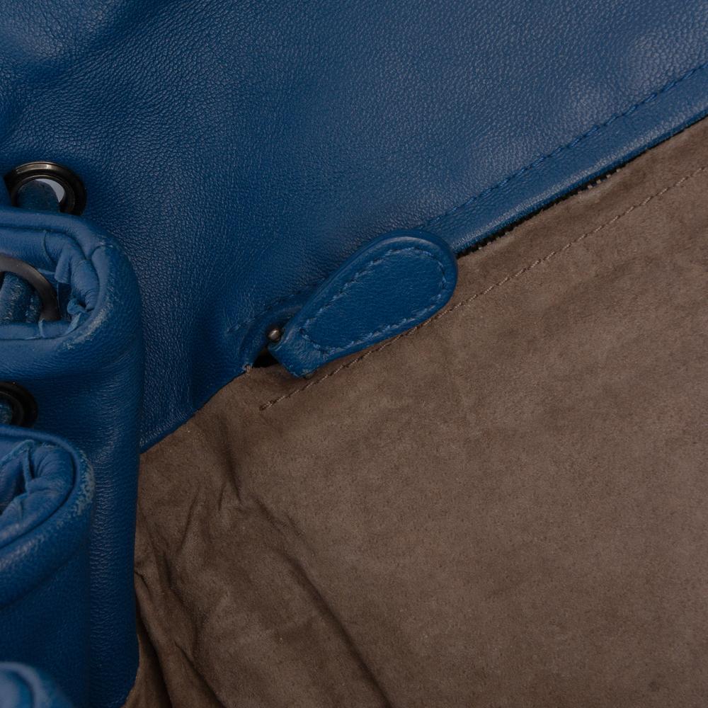 Bottega Veneta B Bottega Veneta Blue Nappa Leather Leather Nappa Intrecciato Flap Crossbody Italy