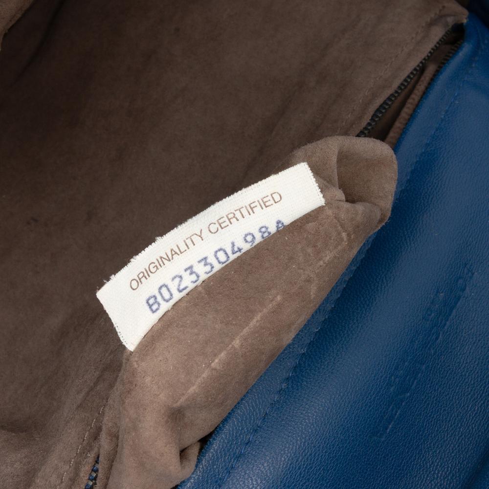 Bottega Veneta B Bottega Veneta Blue Nappa Leather Leather Nappa Intrecciato Flap Crossbody Italy