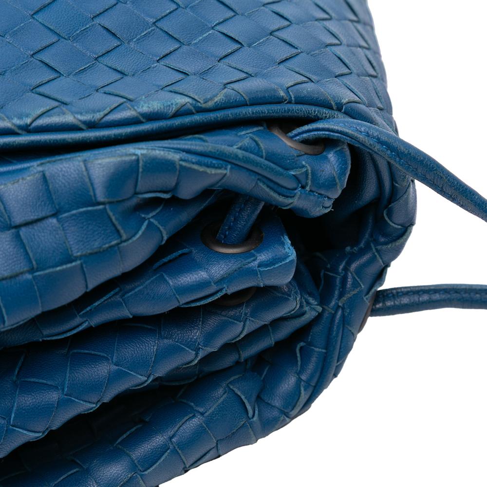 Bottega Veneta B Bottega Veneta Blue Nappa Leather Leather Nappa Intrecciato Flap Crossbody Italy