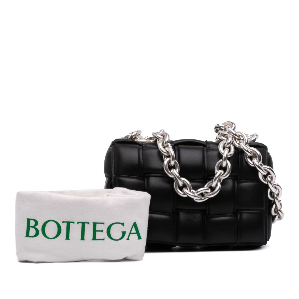 Bottega Veneta B Bottega Veneta Black Nappa Leather Leather Nappa Intrecciato Padded Chain Cassette Satchel Italy