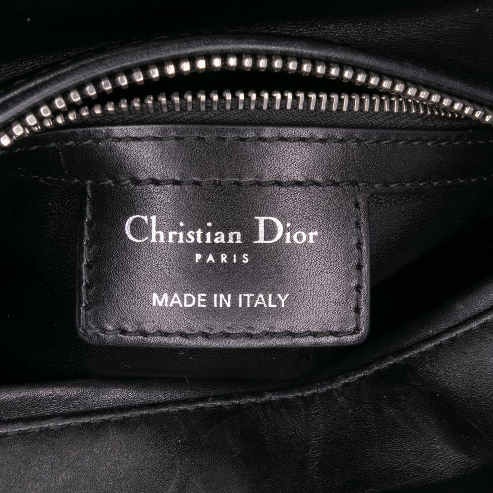Christian Dior B Dior Black Calf Leather Medium skin Pockets Lady Dior Italy