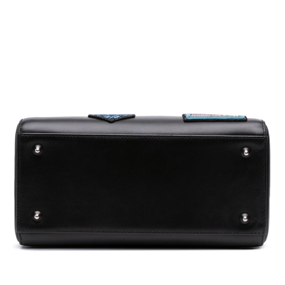 Christian Dior B Dior Black Calf Leather Medium skin Patch Embellished Lady Dior Italy