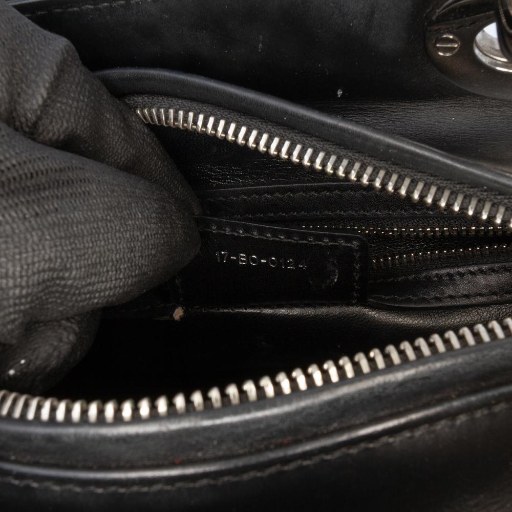 Christian Dior B Dior Black Calf Leather Medium skin Patch Embellished Lady Dior Italy