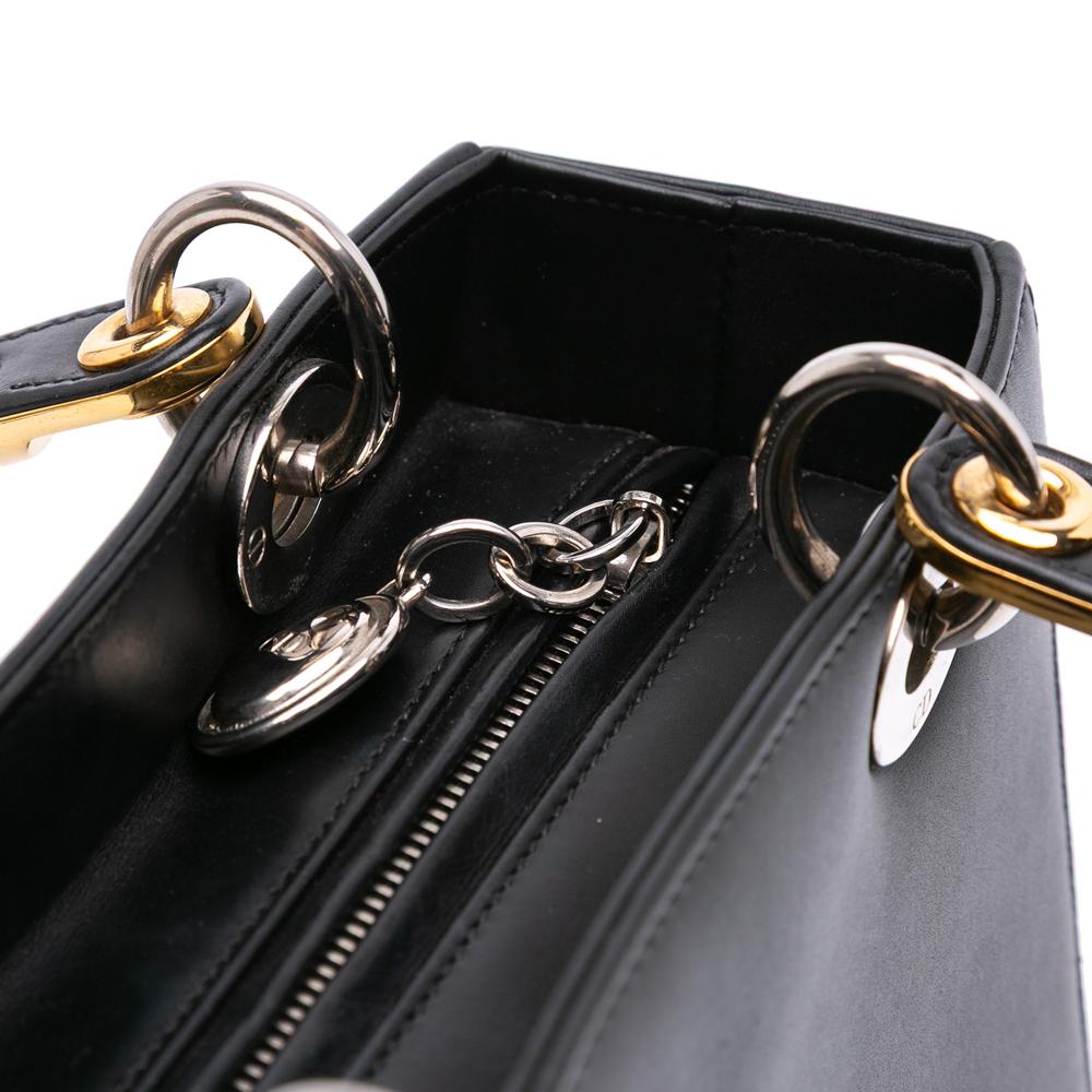 Christian Dior B Dior Black Calf Leather Medium skin Patch Embellished Lady Dior Italy