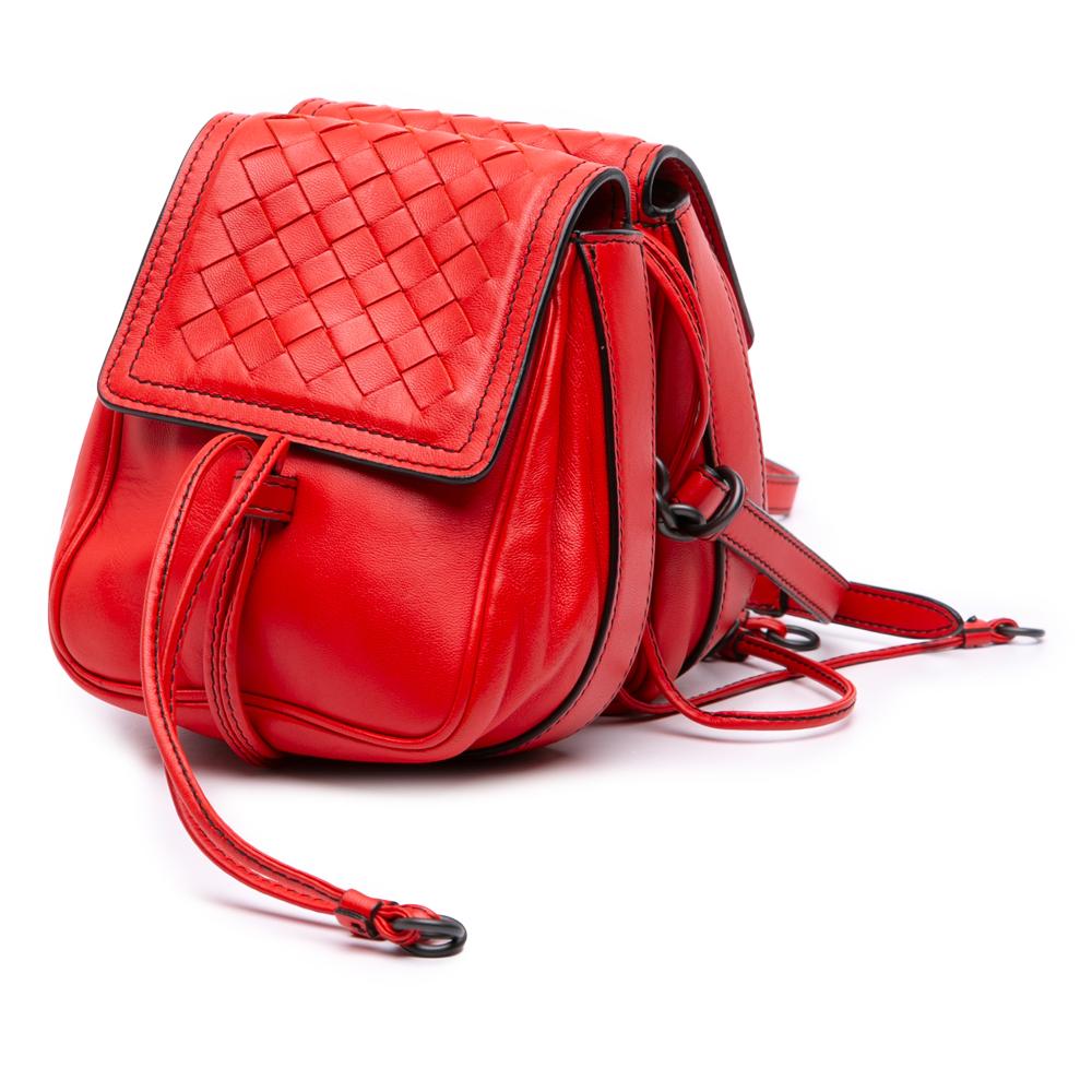 Bottega Veneta AB Bottega Veneta Red Nappa Leather Leather Nappa Intrecciato Double Sided Flap Crossbody Italy