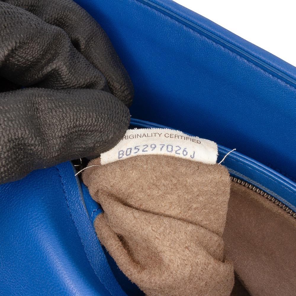 Bottega Veneta B Bottega Veneta Blue Nappa Leather Leather Medium Nappa Intrecciato Olimpia Crossbody Italy