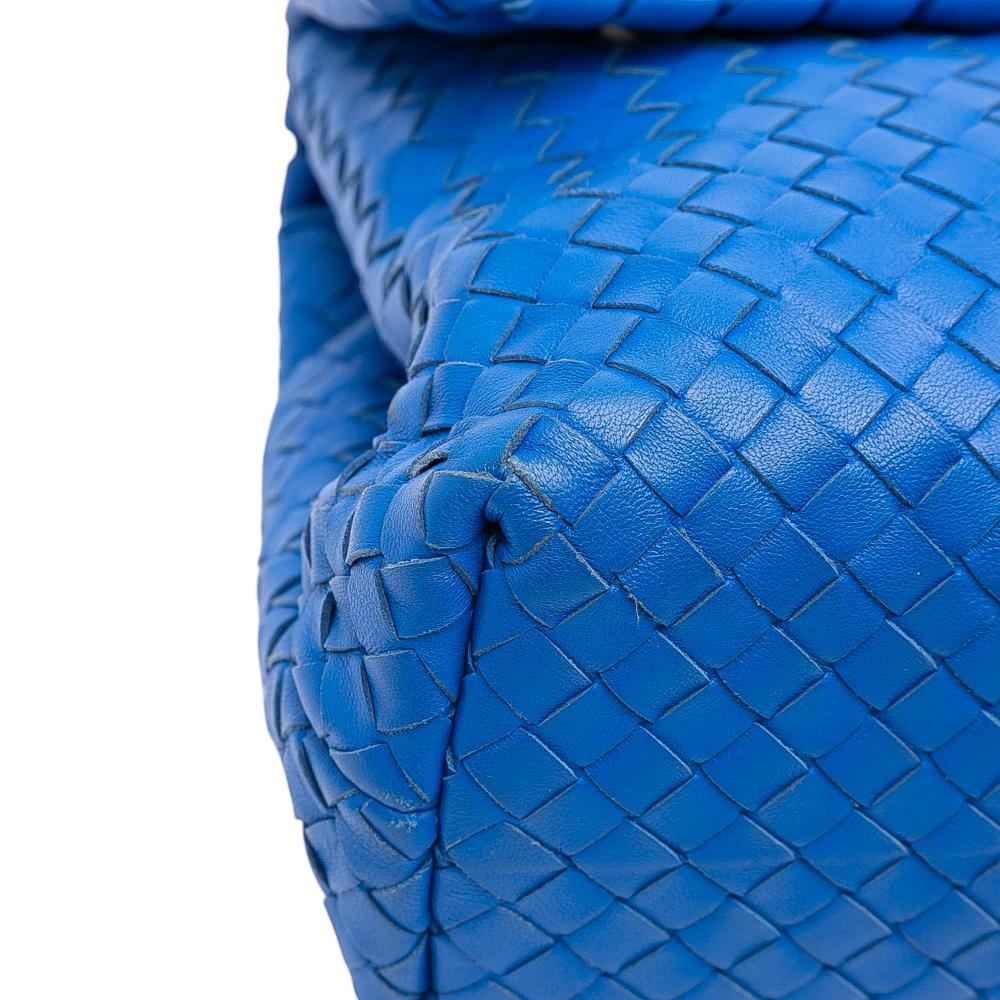 Bottega Veneta B Bottega Veneta Blue Nappa Leather Leather Medium Nappa Intrecciato Olimpia Crossbody Italy