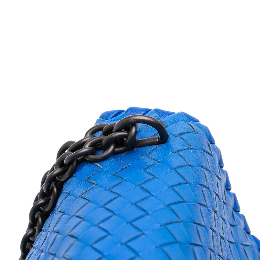 Bottega Veneta B Bottega Veneta Blue Nappa Leather Leather Medium Nappa Intrecciato Olimpia Crossbody Italy