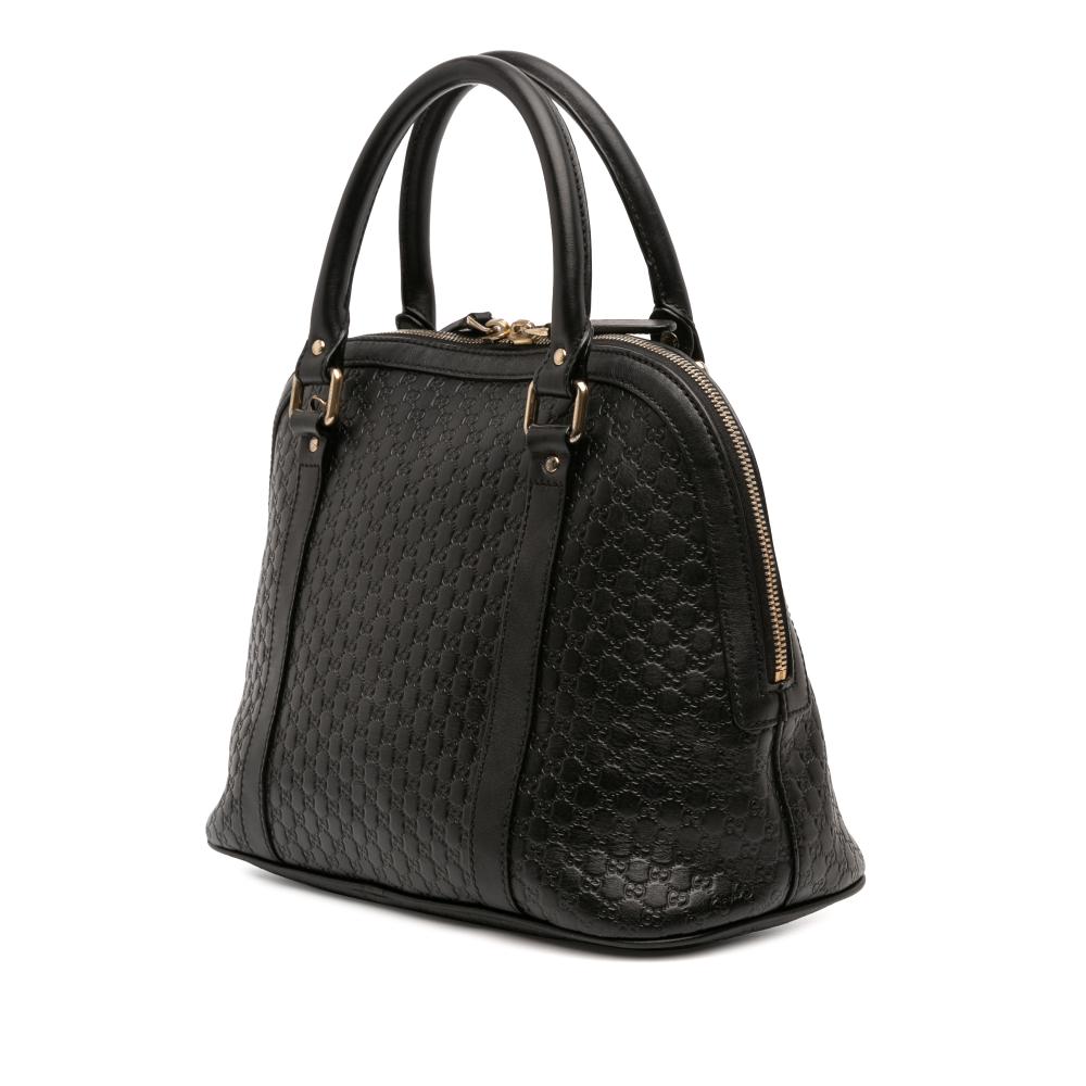 Gucci AB Gucci Black Calf Leather Medium Microguccissima Dome Satchel Italy