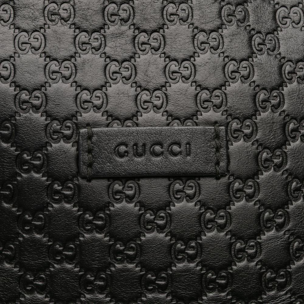 Gucci AB Gucci Black Calf Leather Medium Microguccissima Dome Satchel Italy