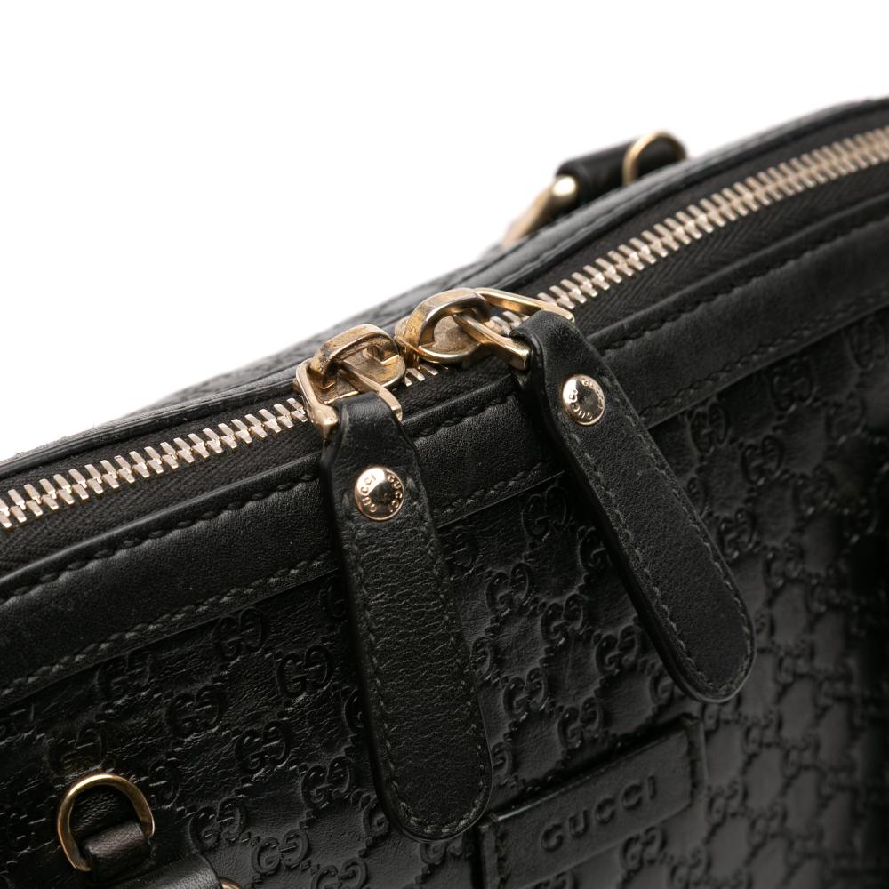 Gucci AB Gucci Black Calf Leather Medium Microguccissima Dome Satchel Italy