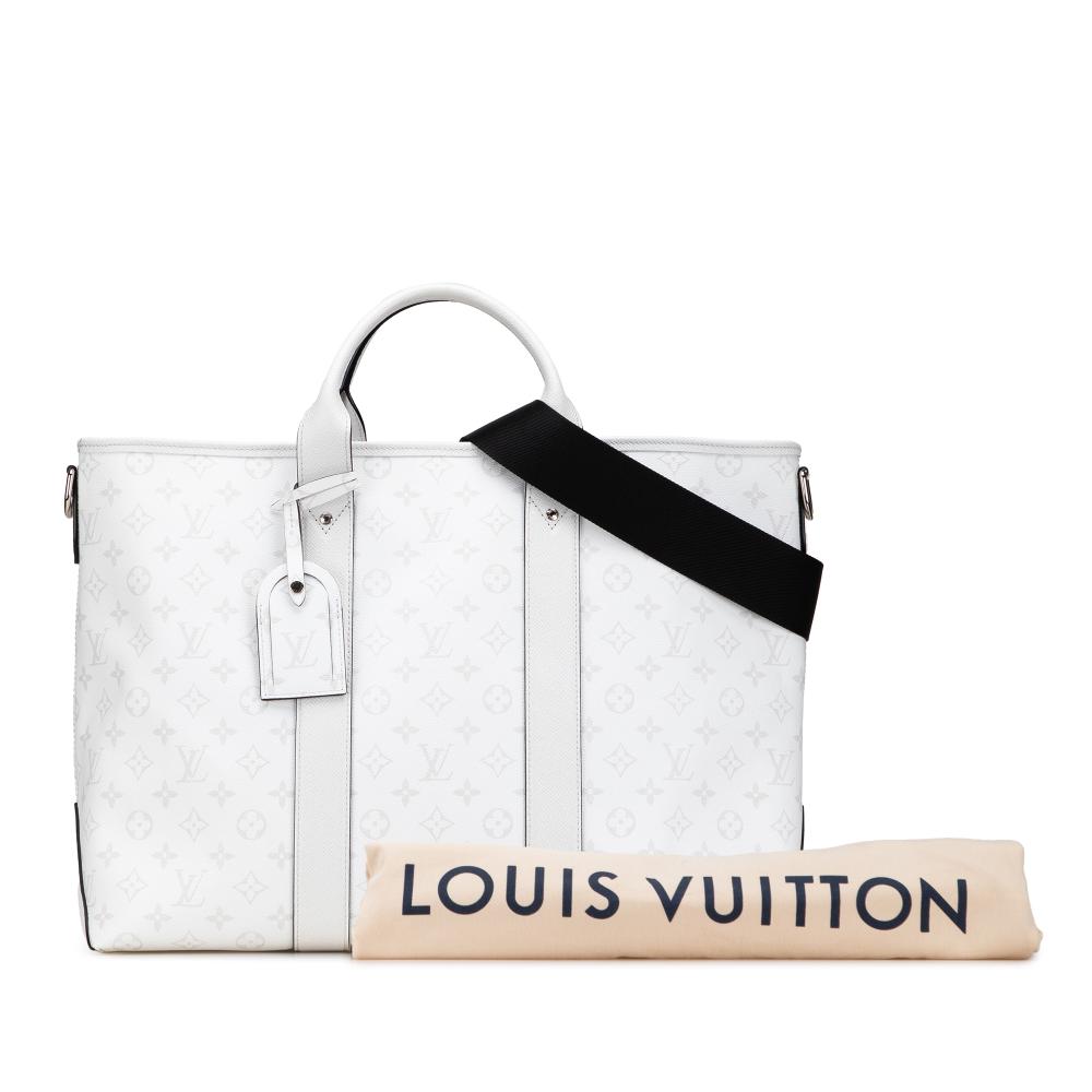 Louis Vuitton B Louis Vuitton White Monogram Canvas Canvas Monogram Taigarama Weekend Tote Spain