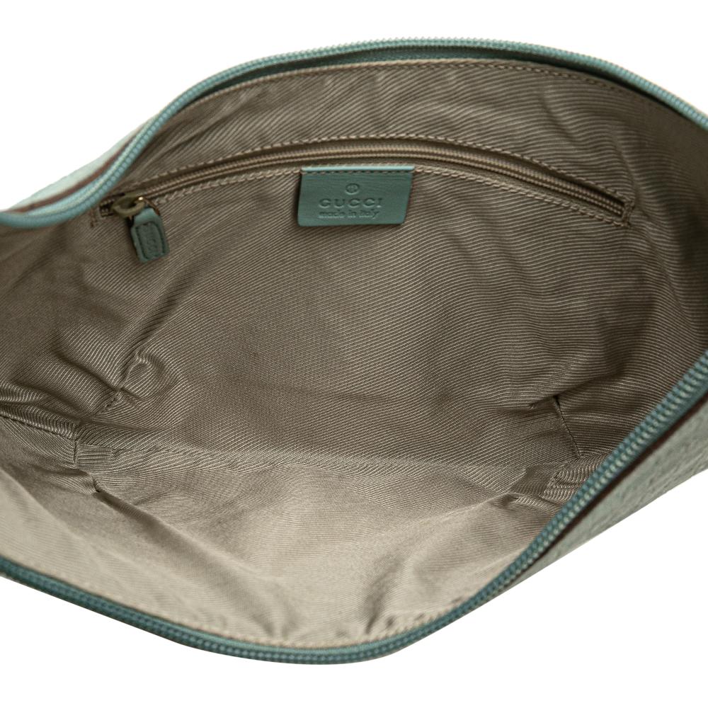 Gucci B Gucci Blue Light Blue Suede Leather G Square Hobo Italy