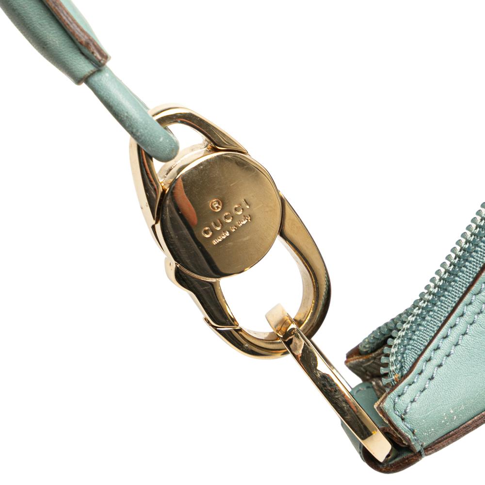 Gucci B Gucci Blue Light Blue Suede Leather G Square Hobo Italy